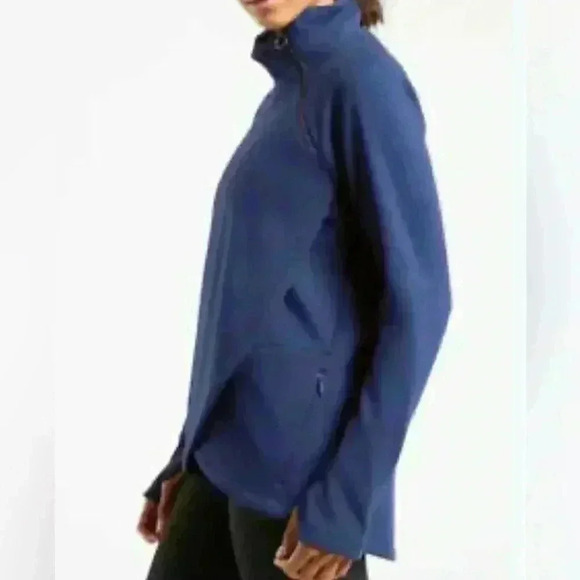 Athleta Cozy Karma Asymmetrical Pullover Sweatshirt, Navy Blue, Athleisure, XS - Picture 2 of 15